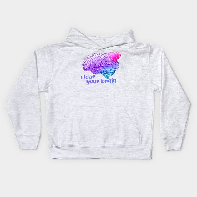 Pastel Goth "I Love Your Brain" Valentine Kids Hoodie by Wanderer Bat